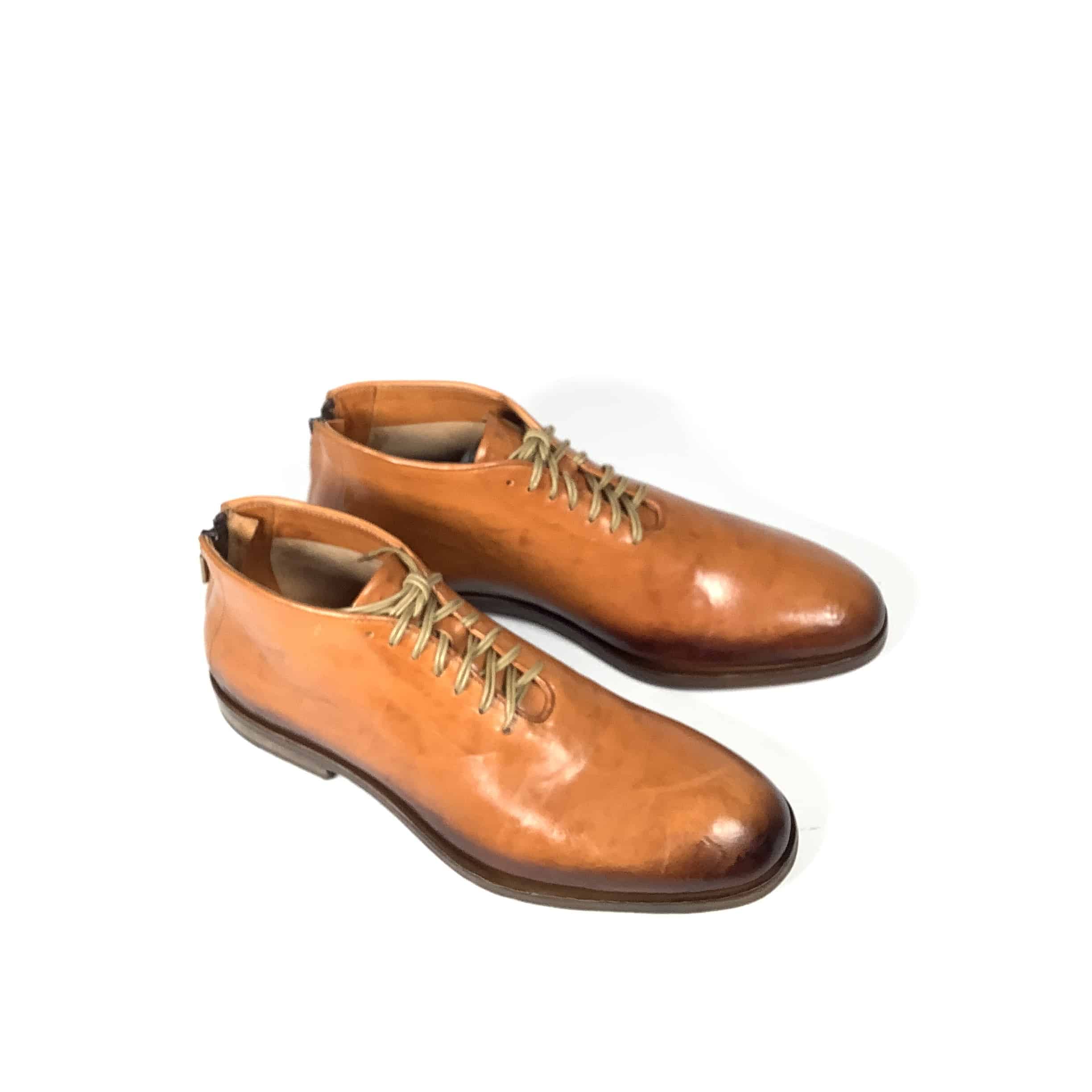 Jo Ghost zip-laces shoe, Cognac-brown - Zappa-Footwear